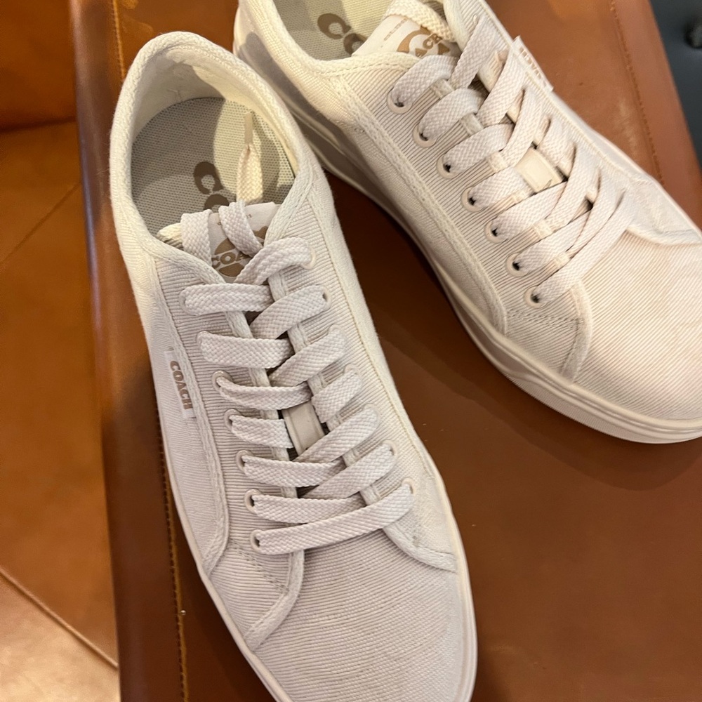 Men's Coach Canvas Sneaker In Signature Jacquard chalk Chalk CAP 74 new - Picture 6 of 12